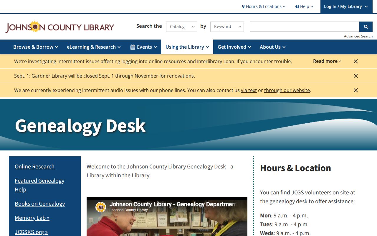 Johnson County Library Genealogy Desk information for Prairie Village city directory research