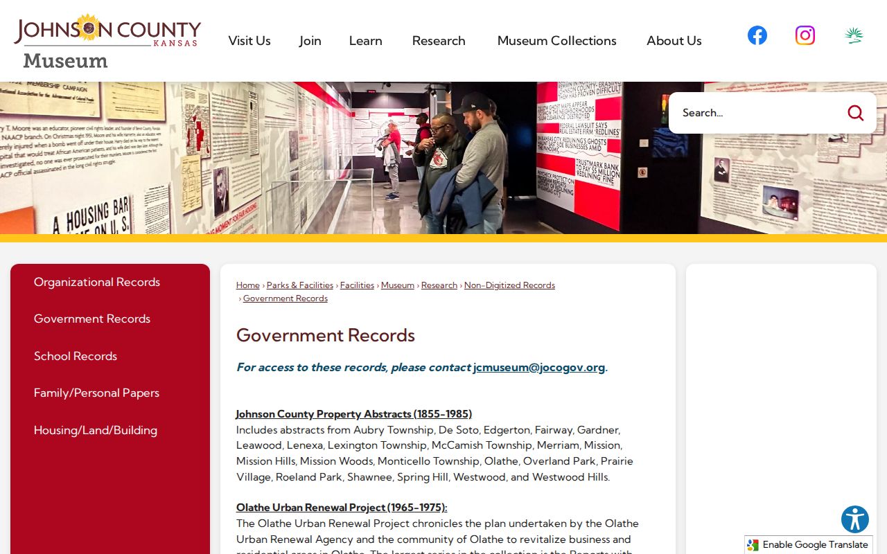 Johnson County Museum property abstract holdings for Prairie Village address research